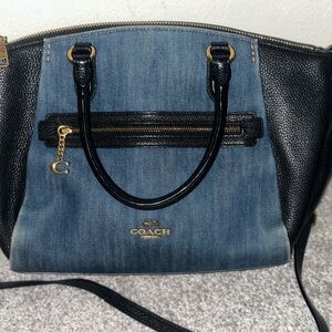 Coach Denim and Black Satchel